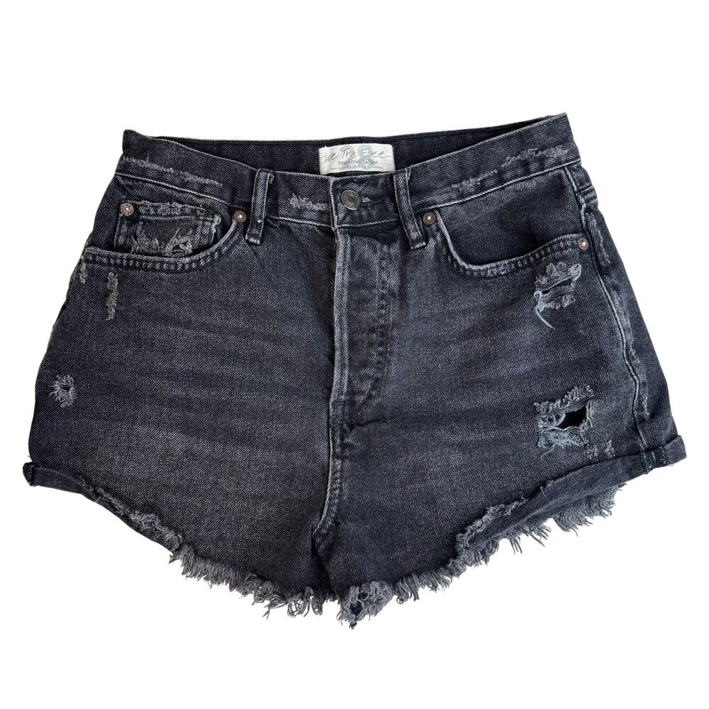 WE THE FREE BY FREE PEOPLE WOMEN'S BLACK WASH DISTRESSED SHORTS SIZE 28